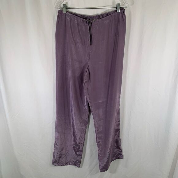 Victoria's Secret Pants Women's Small Purple Pull On Drawstring Elastic Satin - Picture 1 of 9